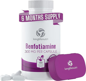 Premium Benfotiamine 300mg, 180 Veg Capsules - Enhanced Vitamin B1 for Optimal Nerve & Circulation Support - Robust Thiamine Blend - Blood Sugar Support Supplement in Pakistan
