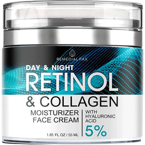 Retinol Cream for Face, Skin Care Facial Moisturizer with Hyaluronic Acid and Collagen, Day and Night Anti-Aging Moisturizing Cream