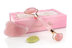 Rose Quartz Face Roller Gua Sha Jade Roller Skin Care Tools for Puffy Eyes, Face, Neck