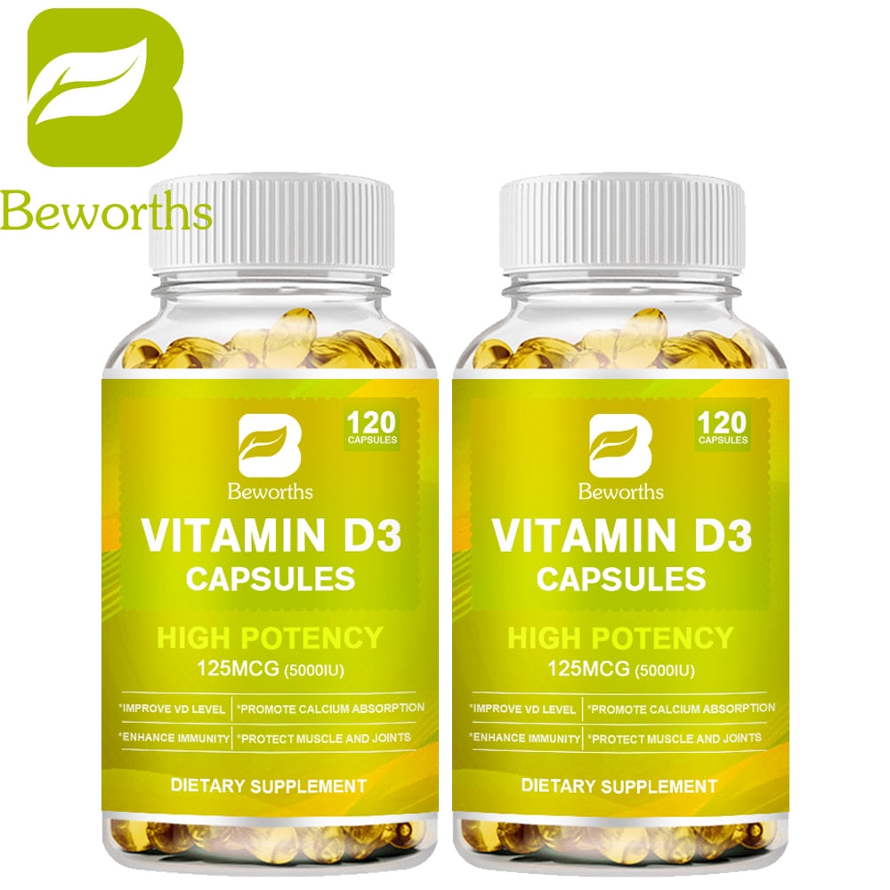 BW Vitamin D3 Capsules Strengthens Bones, Teeth, Heart and Nerves, Enhances Immune System Function Supplement For Women & Men