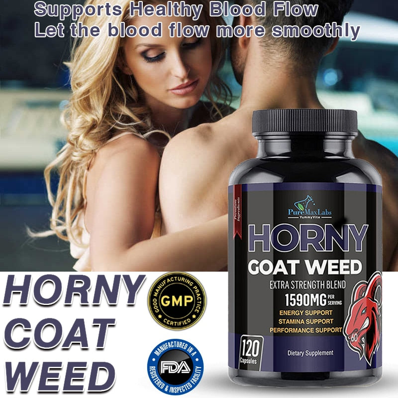 Horny Goat Weed Capsules Support Improves Male Performance Long-lasting Increased Energy Supplement Strength and Muscle Growth