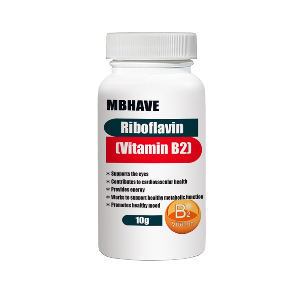 Free Shipping Riboflavin (Vitamin B2) 10g Supports the eyes Provides energy Works to support healthy metabolic function