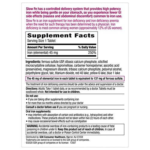 Slow Fe 45mg Iron Supplement for Iron Deficiency, Supplement in Pakistan