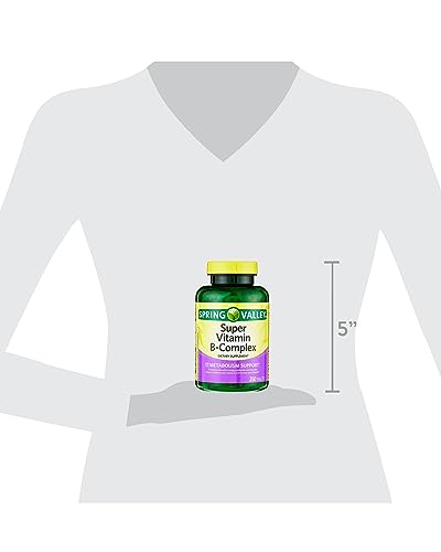 Spring Valley Super Vitamin B-Complex Tablets with Vitamins B6, B12, C, Thiamine, Biotin, Folate, Pantothenic Acid- Metabolism Support, Energy Boost, and Holistic Well-Being - 250 Count