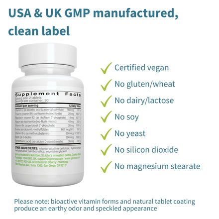 Super B-Complex – Methylated Sustained Release Clean Label B Complex with Methylfolate, Boosted B12 Methylcobalamin, Vegan, Lab Verified, 60 Small Tablets, by Igennus