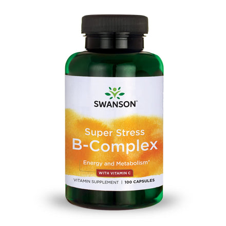 Swanson Vitamin B-Complex w/Vitamin C - Natural Supplement Promoting Stress Relief, Energy Support & Aiding Immune Health - May Support Metabolism & Nervous Health - (100 Capsules)