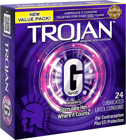 TROJAN G. Spot Premium Lubricated Condoms, 24 Count (Pack of 1)