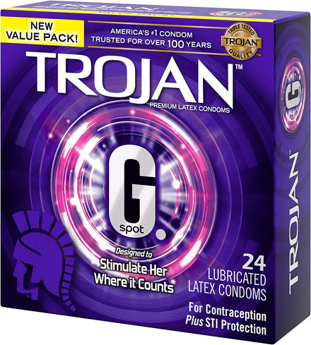 TROJAN G. Spot Premium Lubricated Condoms, 24 Count (Pack of 1)