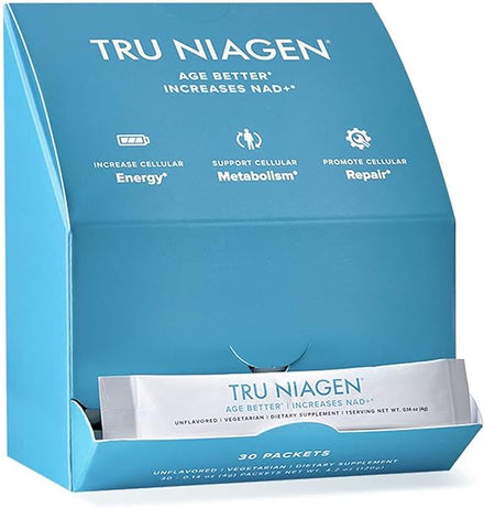 TRU NIAGEN Multi Award Winning Patented NAD+ Boosting Supplement Nicotinamide Riboside Powder NR for On-The-Go. Cellular Energy, Repair, Healthy Aging - 30ct/300mg - Good Source of Fiber in Pakistan