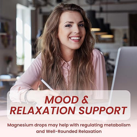 Triple Magnesium Complex Supplement, Magnesium Glycinate, Blend, Citrate Liquid Drops 1000mg with Ashwagandha, CoQ10, Vitamin B6, C, D, Zinc -Support Calm Stress Relief, Bone, Muscle, Mood Vegan