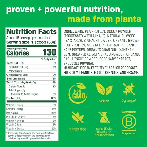 Vega Protein and Greens Protein Powder, Chocolate - 20g Plant Based Protein Supplement in Pakistan