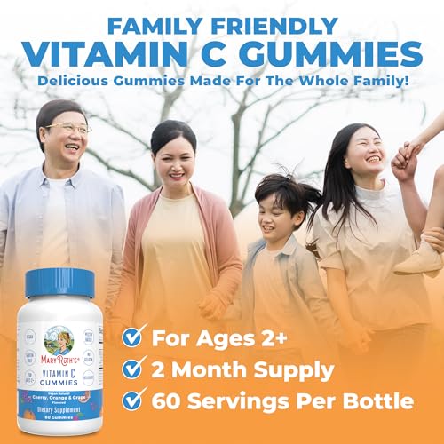 Vegan Vitamin C Gummies by MaryRuth's | 2 Month Supply | Immune Support Supplement | Adults & Kids Vitamin C | Chewable Vitamin C Gummy Vitamins | Non GMO | Pectin Based | 60 Count