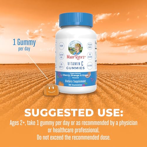 Vegan Vitamin C Gummies by MaryRuth's | 2 Month Supply | Immune Support Supplement | Adults & Kids Vitamin C | Chewable Vitamin C Gummy Vitamins | Non GMO | Pectin Based | 60 Count