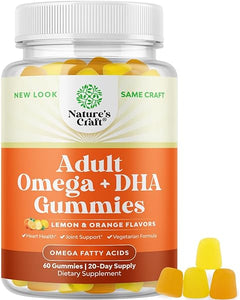 Vegetarian Omega 3 Gummies for Adults - Vegetarian Omega 3 6 9 DHA Gummies for Brain Bone and Heart Health and Joint Support - Burpless Halal Fish Free Plant Based Omega 3 Supplement for Men and Women in Pakistan