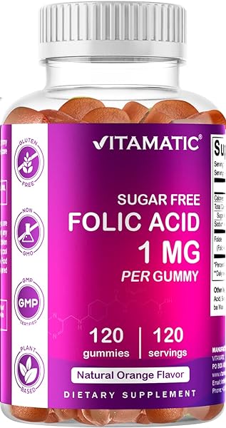 Vitamatic Folic Acid Gummies 1000 mcg (1 mg) - an Essential Prenatal Vitamins for Mom & Baby - Vitamin B9-120 Vegan Gummies (1) in Pakistan in Pakistan Vitamatic Folic Acid Gummies 1000 mcg (1 mg) - an Essential Prenatal Vitamins for Mom & Baby - Vitamin B9-120 Vegan Gummies (1) in Pakistan in Pakistan