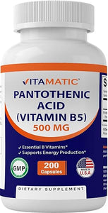 Vitamatic Pantothenic Acid (Vitamin B5) 500 mg 200 Capsules in Pakistan