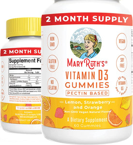Vitamin D3 + Vitamin B12 Gummies | 2 Month Supply | USDA Organic | Vitamin D & B12 Supplement for Adults & Kids Ages 2+ | Bone Health | Energy Boost | Vegan | Non-GMO | Gluten Free | 60 Count