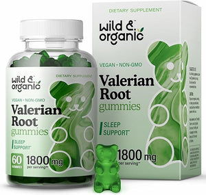 Wild & Organic Valerian Root Gummies - Natural Sleep Support & Stress Supplement - Promotes Relaxation & Calmness - Herbal Sleeping Aid w/No Melatonin - Gluten Free Vegan - Apple Flavor 60 Chews in Pakistan