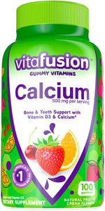 vitafusion Calcium Gummy Vitamins, Fruit and Cream Flavored Chewable Calcium Vitamins, 100 Count
