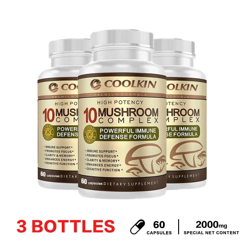10 Mushroom Complex - Enhance Brain Memory and Concentration, Keep The Mind Clear and Relieve Stress