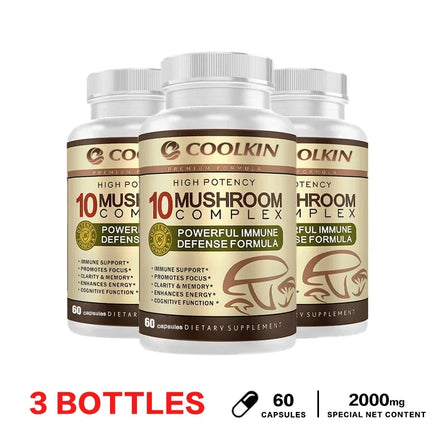 10 Mushroom Complex - Enhance Brain Memory and Concentration, Keep The Mind Clear and Relieve Stress