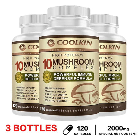 10 Mushroom Complex - Enhance Brain Memory and Concentration, Keep The Mind Clear and Relieve Stress