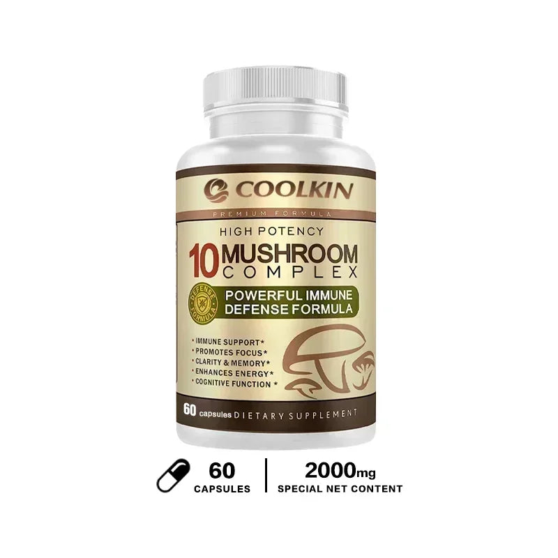 10 Mushroom Complex - Enhance Brain Memory and Concentration, Keep The Mind Clear and Relieve Stress