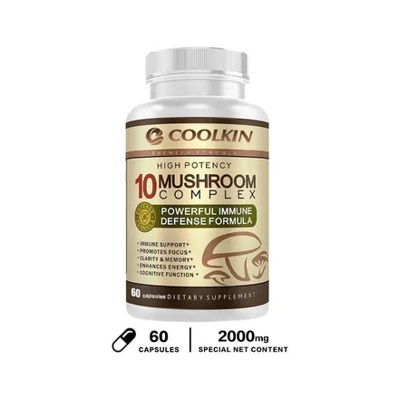 10 Mushroom Complex - Enhance Brain Memory and Concentration, Keep The Mind Clear and Relieve Stress