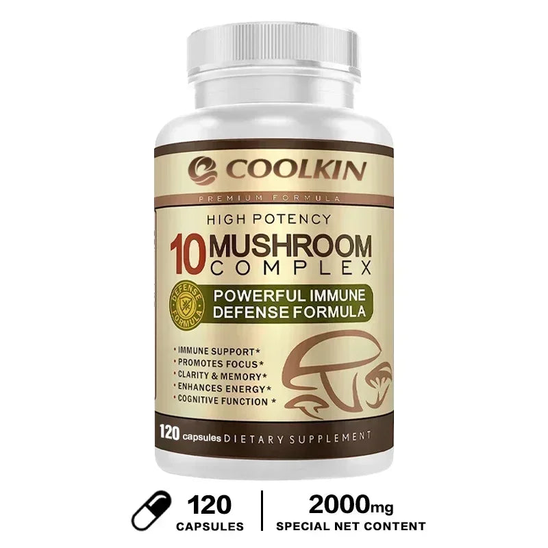 10 Mushroom Complex - Enhance Brain Memory and Concentration, Keep The Mind Clear and Relieve Stress