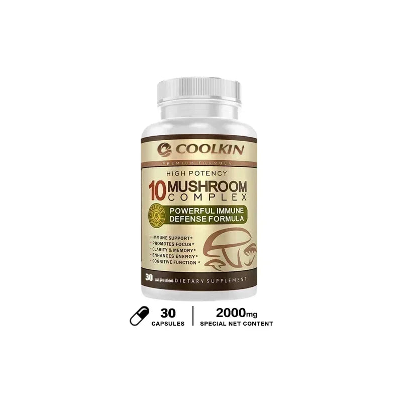 10 Mushroom Complex - Enhance Brain Memory and Concentration, Keep The Mind Clear and Relieve Stress