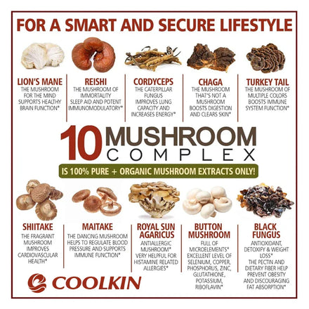 10 Mushroom Complex - Enhance Brain Memory and Concentration, Keep The Mind Clear and Relieve Stress