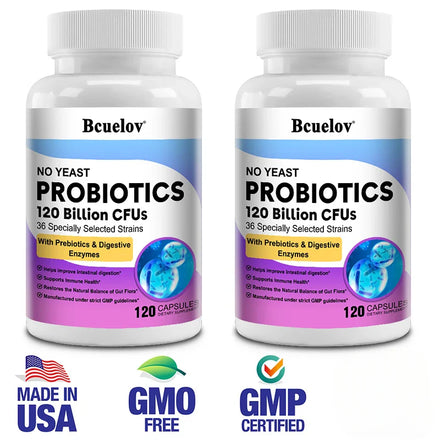 120 Billion Probiotics Contain Prebiotics and Digestive Enzymes To Improve Intestinal Digestion and Support Immune Health