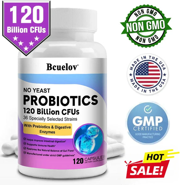 120 Billion Probiotics Contain Prebiotics and Digestive Enzymes To Improve Intestinal Digestion and Support Immune Health in Pakistan