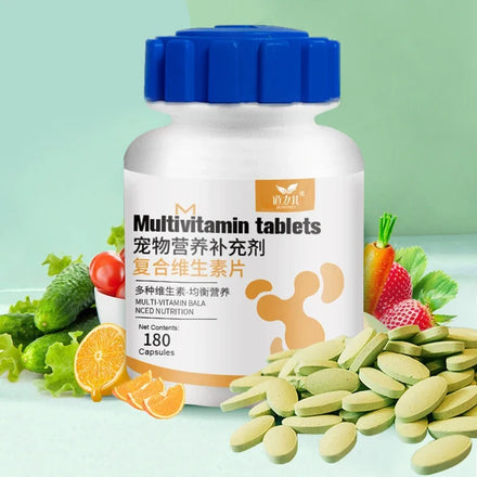 180 Tablets Pet Multivitamin Supplements Beautiful Hair, Improve Immunity, Balanced Nutrition Health Products for Dogs and Cats