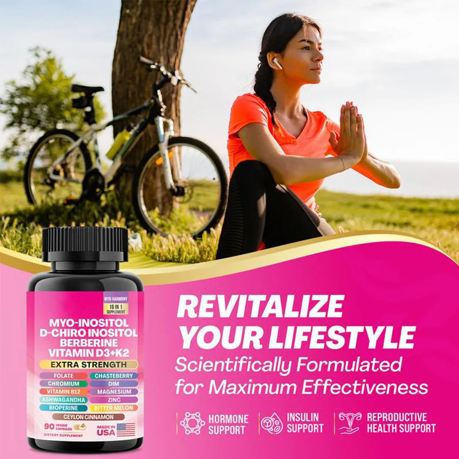 2 Bottles 90 Capsules 16 In 1 Myo Inositol Supplement + 60 Cpasules 13 In 1 Ashwagandha Capsules Relax Muscle Brain Support