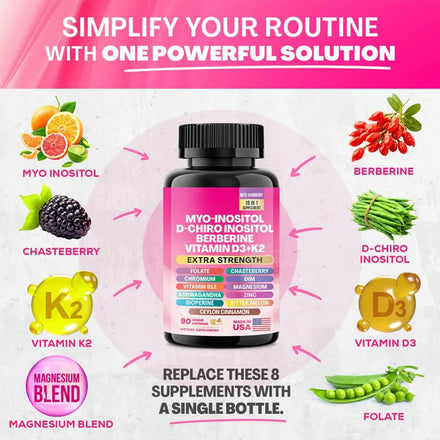 2 Bottles 90 Capsules 16 In 1 Myo Inositol Supplement + 60 Cpasules 13 In 1 Ashwagandha Capsules Relax Muscle Brain Support