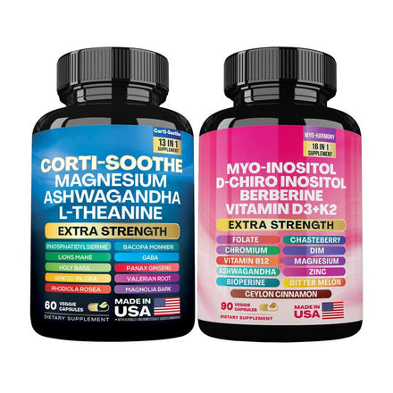 2 Bottles 90 Capsules 16 In 1 Myo Inositol Supplement + 60 Cpasules 13 In 1 Ashwagandha Capsules Relax Muscle Brain Support
