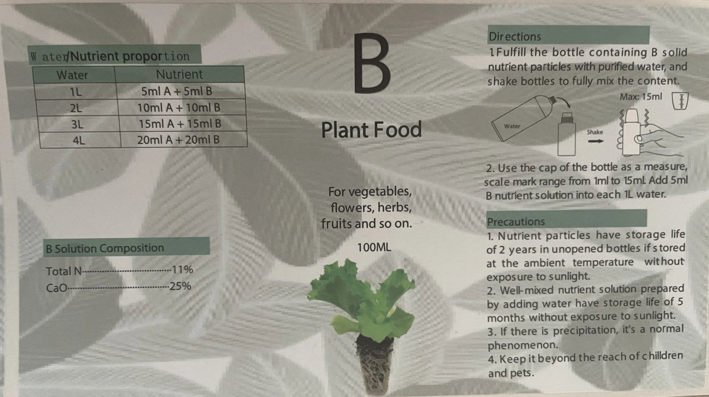 2 PCS Hydroponics Garden Plant Food A+ B Growing Nutrient Formula Vegetables Fruit Flower Fertilizer