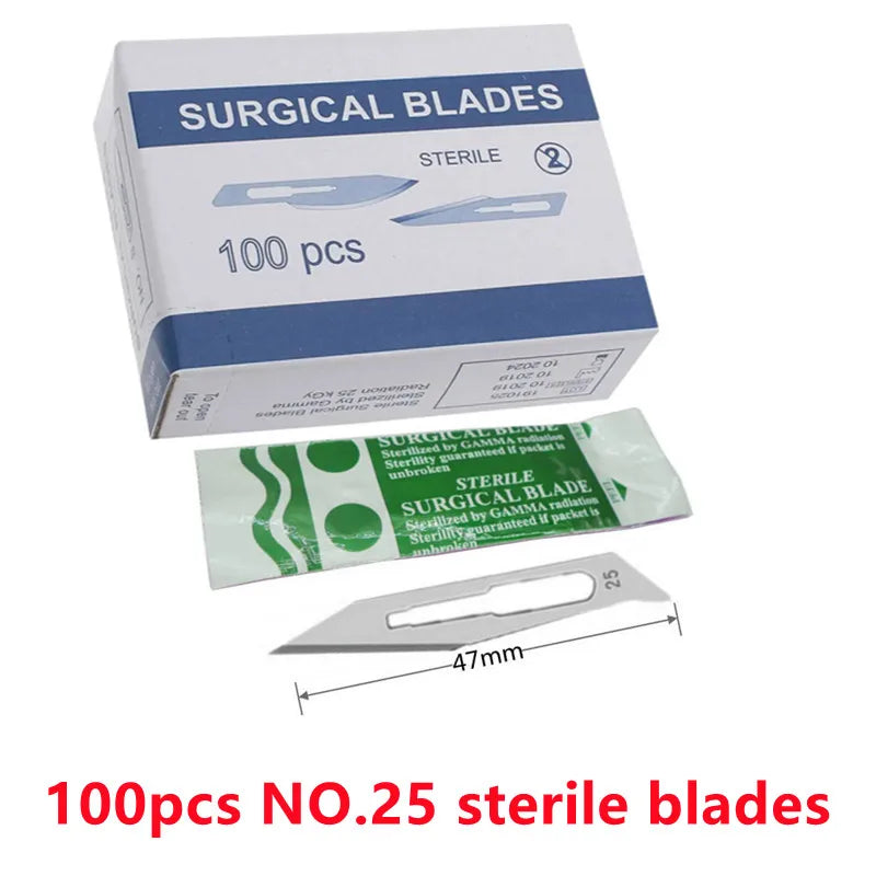 20-100pcs Sterile Carbon Steel Surgical Blades Scalpel Knife for DIY Cutting Phone Repair Carving Animal Grooming Maintenance
