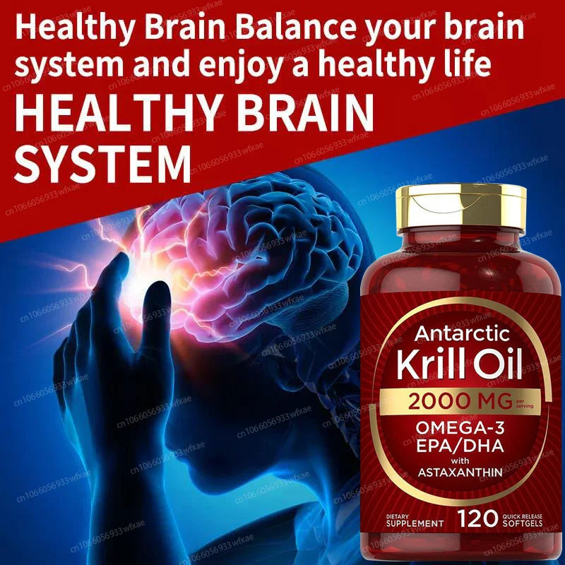 2000Mg Antarctic Krill Oil Capsules OMEGA-3 and EPA/DHA with Astaxanthin Supplement for Joint ,Brain, Heart Health