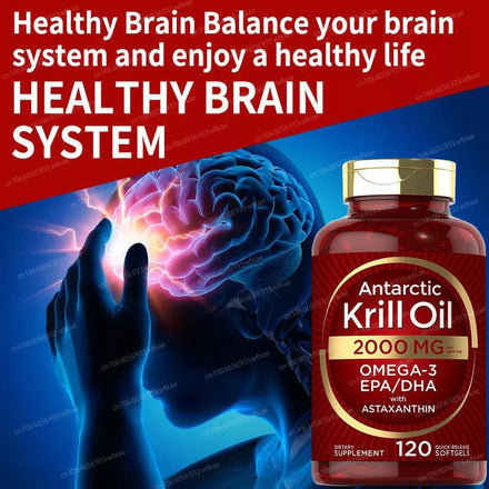 2000Mg Antarctic Krill Oil Capsules OMEGA-3 and EPA/DHA with Astaxanthin Supplement for Joint ,Brain, Heart Health