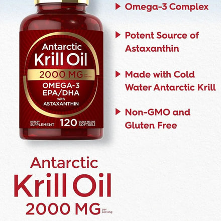 2000Mg Antarctic Krill Oil Capsules OMEGA-3 and EPA/DHA with Astaxanthin Supplement for Joint ,Brain, Heart Health