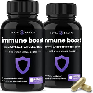 27 in 1 Immune Support Supplement | Antioxidant Immune Boosters for Adults | 90 Immune Defense Capsules | 1000mg Vitamin C, 5000 IU D3, Elderberry, Zinc, 1 Billion CFU Probiotics & More (2 Pack) in Pakistan