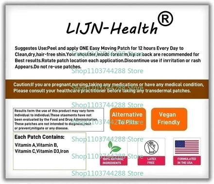30 Patches Multivitamin with Iron Transdermal Patches  for Women Hair, Skin, and Nail Support