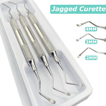 3Pcs/Set Dental Curette Professional  Jagged Curettes Dental Scaler Gracey Bone Curette Implant Instrument Tools