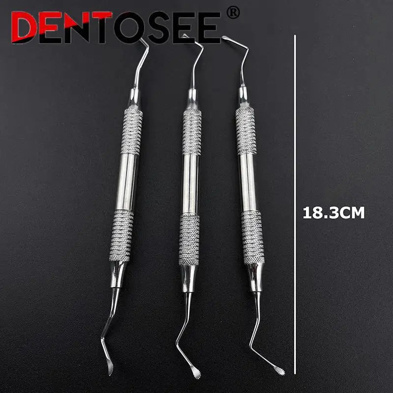 3Pcs/Set Dental Curette Professional  Jagged Curettes Dental Scaler Gracey Bone Curette Implant Instrument Tools