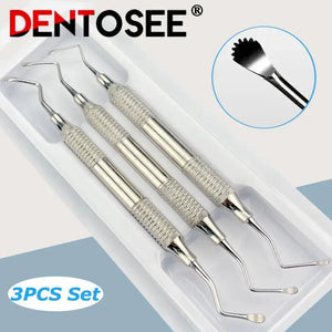 3Pcs/Set Dental Curette Professional  Jagged Curettes Dental Scaler Gracey Bone Curette Implant Instrument Tools