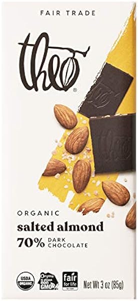 Chocolate Salted Almond Organic Dark Chocolate Bar, 70% Cacao, 12 Pack | Vegan, Fair Trade in Pakistan