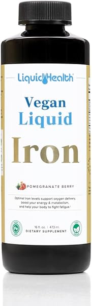 Vegan Liquid Iron Supplement with SunActive & Ferrochel Iron - Natural Energy, Immune System & Metabolic Support, Increase Mental Clarity, Prenatal/Postnatal - Non-GMO, Sugar Free (16 oz) in Pakistan