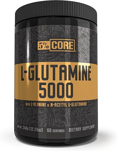 5% Nutrition Core L-Glutamine 5000 Supplement w/L-Alanine | Immune & Digestive Support | Amino Acid Muscle Builder Post Workout Recovery | Unflavored (60 Servings) in Pakistan in Pakistan